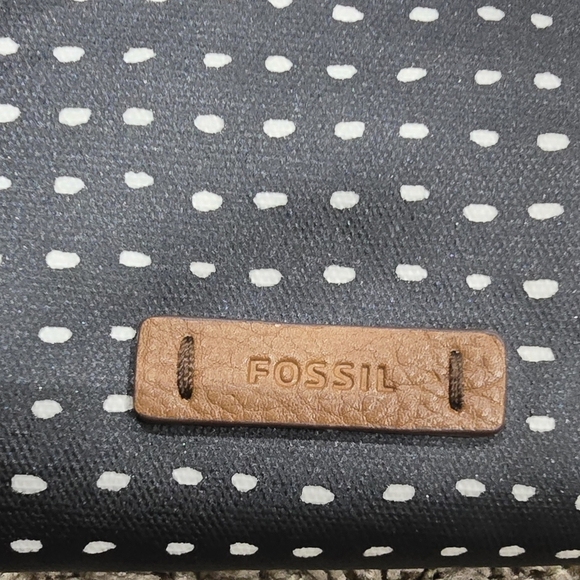 Fossil Crosbody Purse Handbag Black Pink Pokadots - Picture 3 of 10